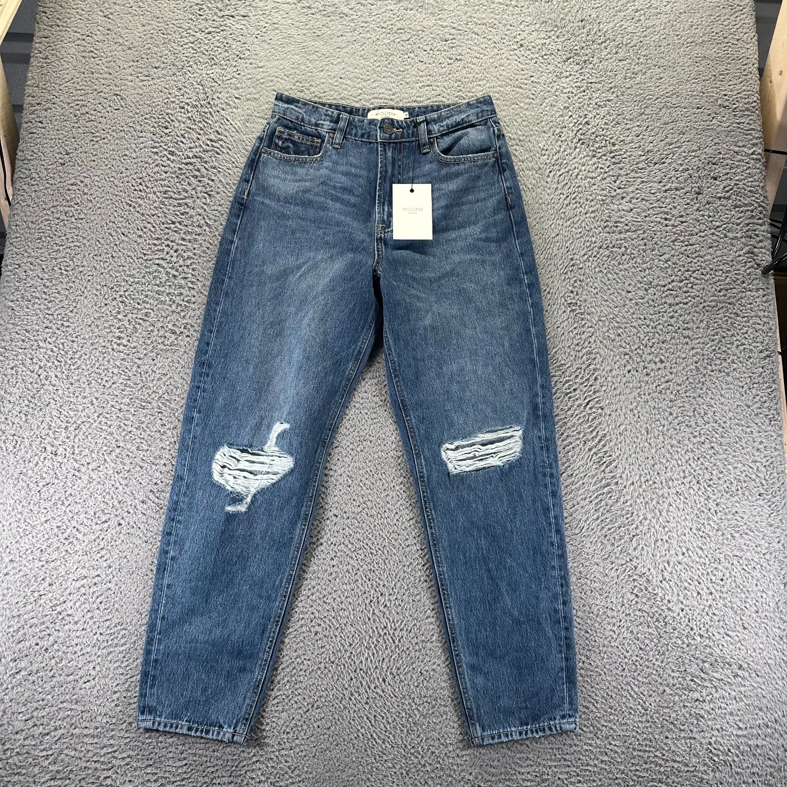 Hidden Zoey Jeans Womens 27x28 Blue Cotton Denim Mom Tapered Workwear Distressed
